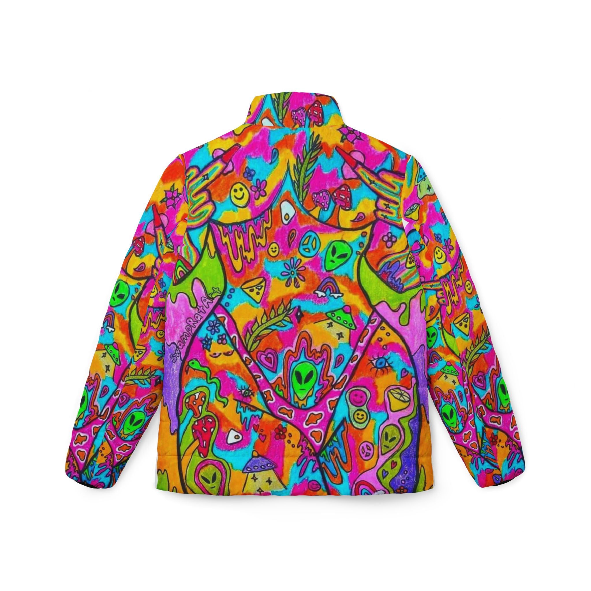 Colorful Puffer Jacket, Vibrant Winter Coat, Funky Outerwear, Trendy Warm Jacket, Perfect for Festivals, Unique Gift Idea
