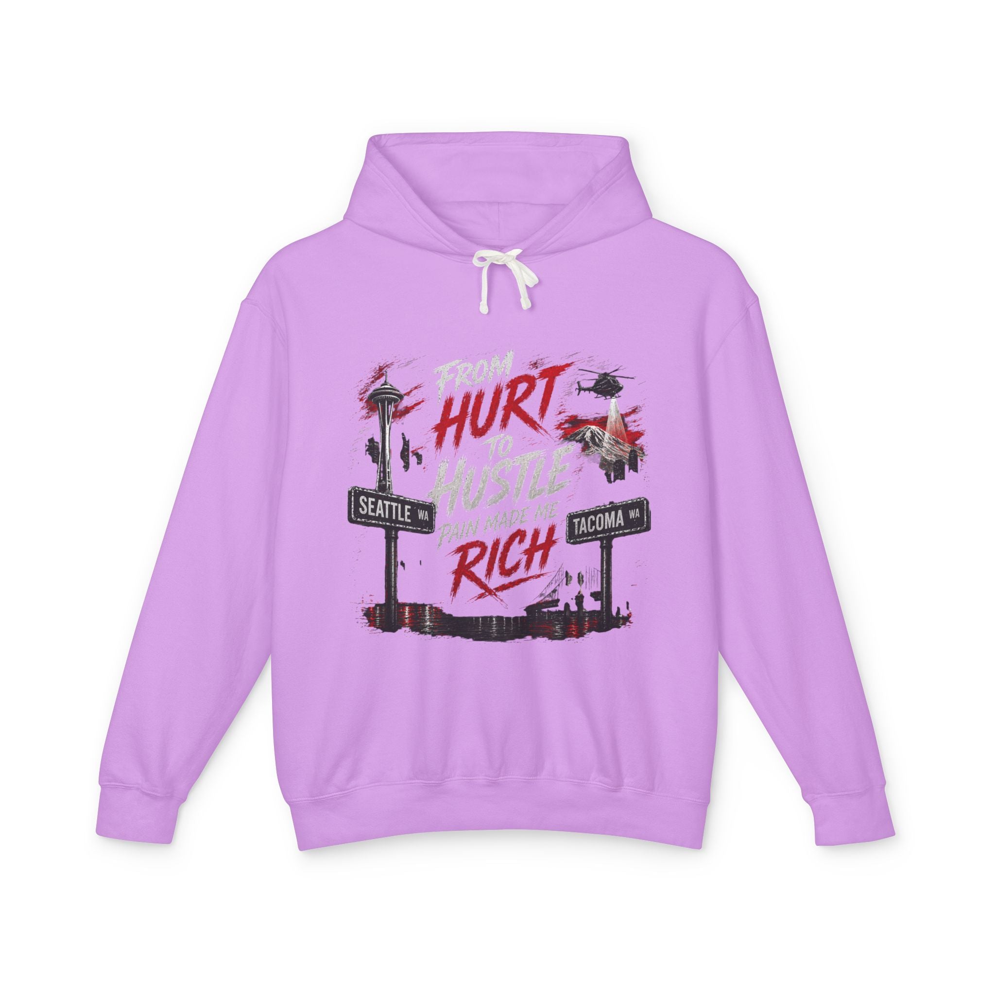 From Hurt to Hustle Hoodie – "Pain Made Me Rich" Seattle Tacoma Motivational Pullover