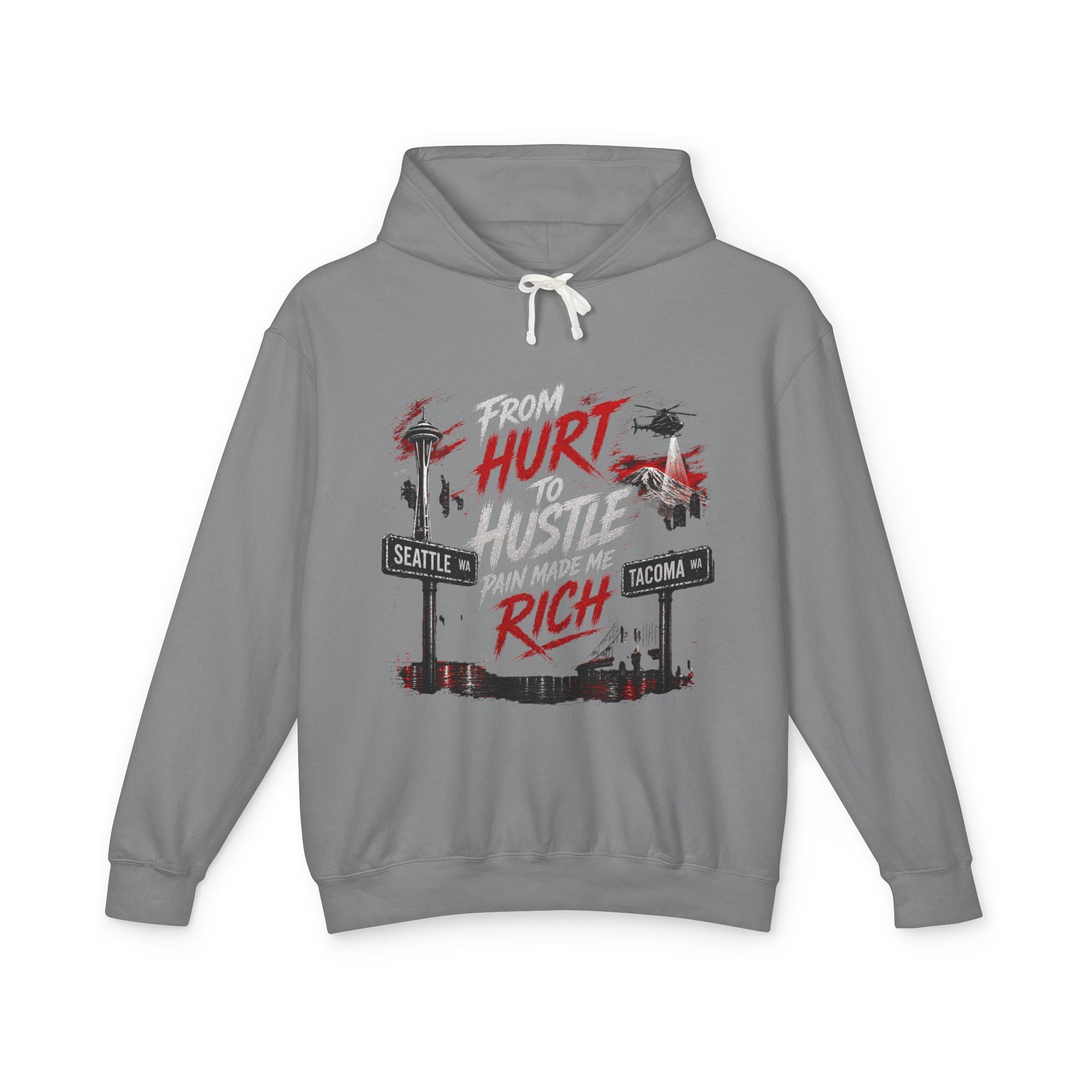 From Hurt to Hustle Hoodie – "Pain Made Me Rich" Seattle Tacoma Motivational Pullover