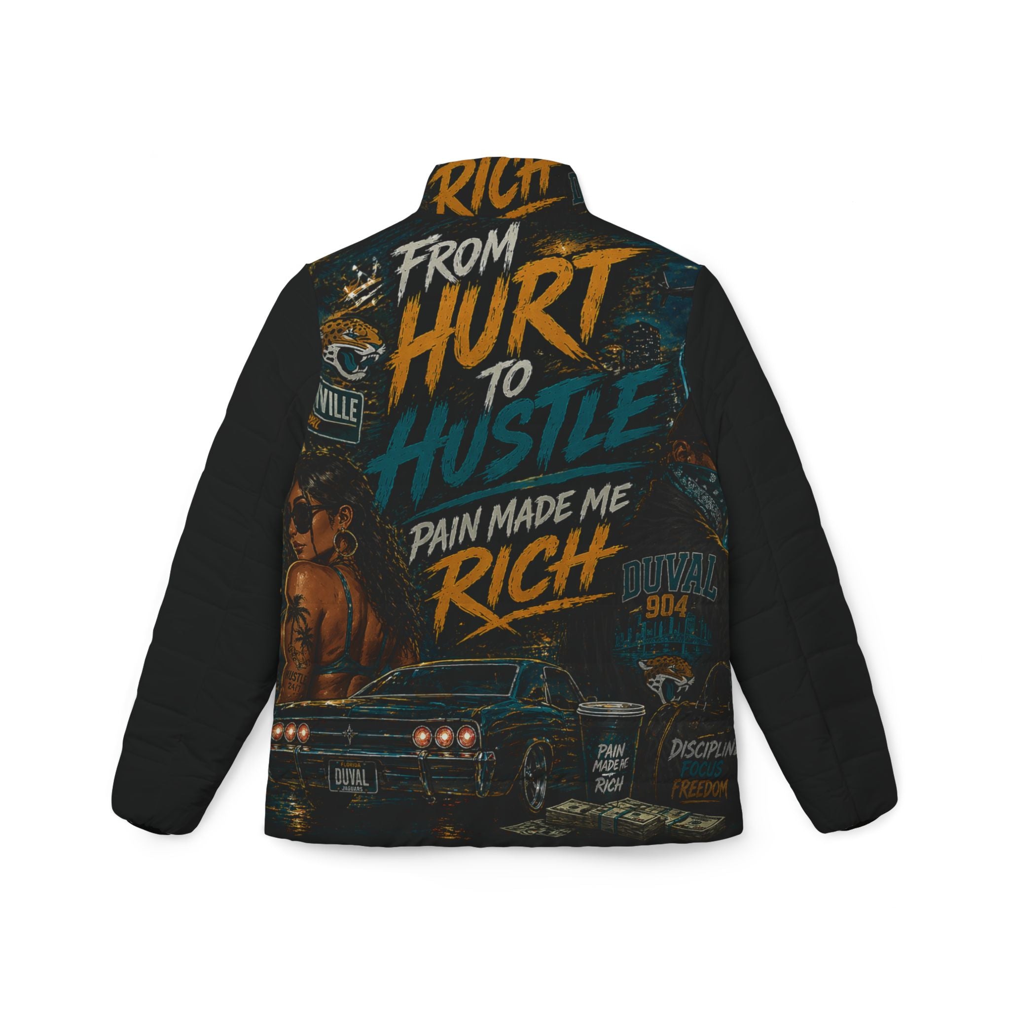 “From Hurt to Hustle, Pain Made Me Rich” Graphic Women’s Jacket