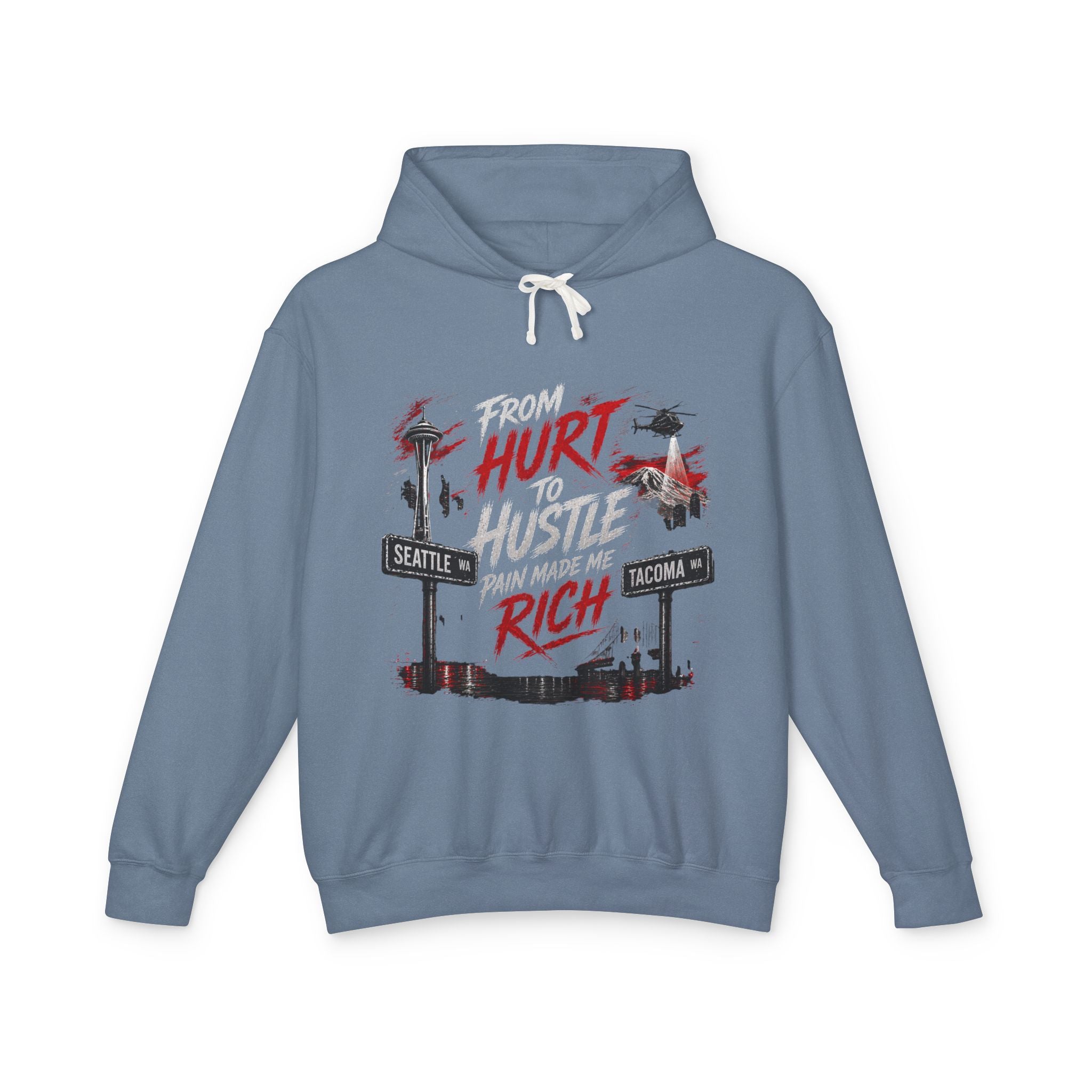 From Hurt to Hustle Hoodie – "Pain Made Me Rich" Seattle Tacoma Motivational Pullover