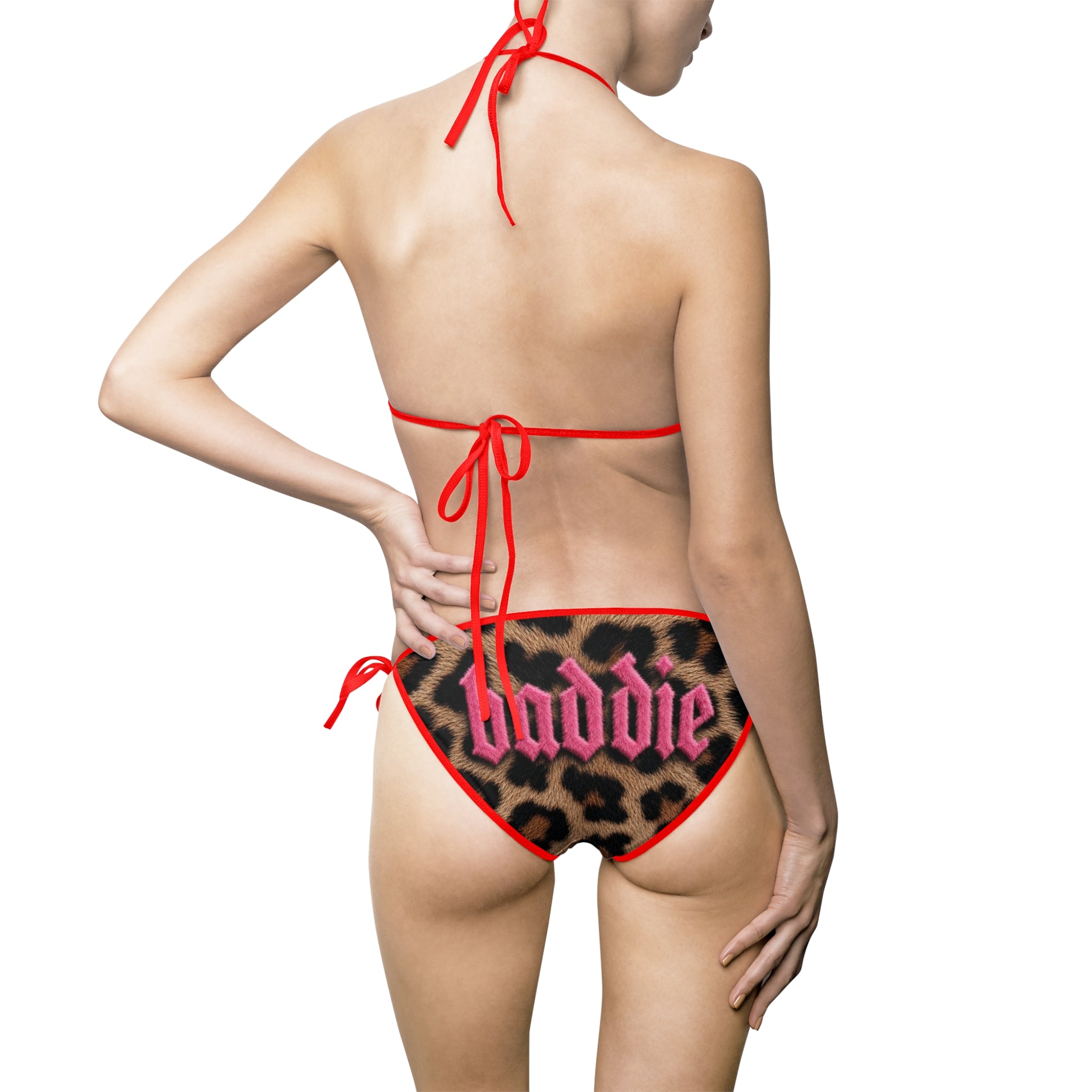 Baddie Leopard Print Bikini Swimsuit Sexy Animal Print Triangle Bikini
