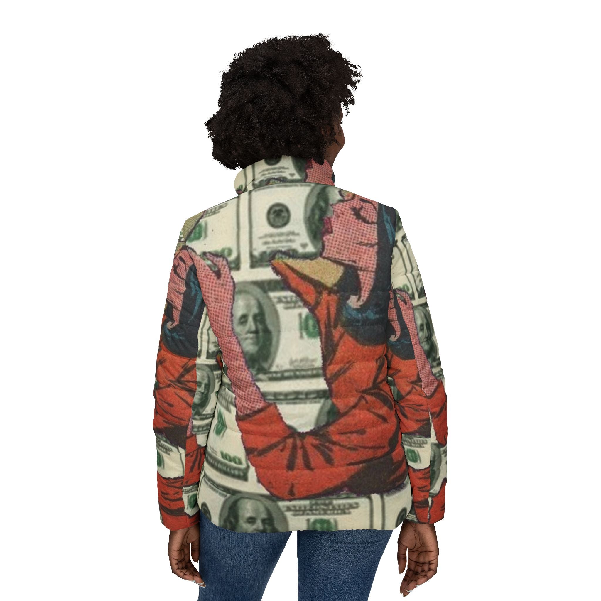 Money Vibes Puffer Jacket, Cozy Fashion, Trendy Winter Wear, Unique Street Style, Gift for Her
