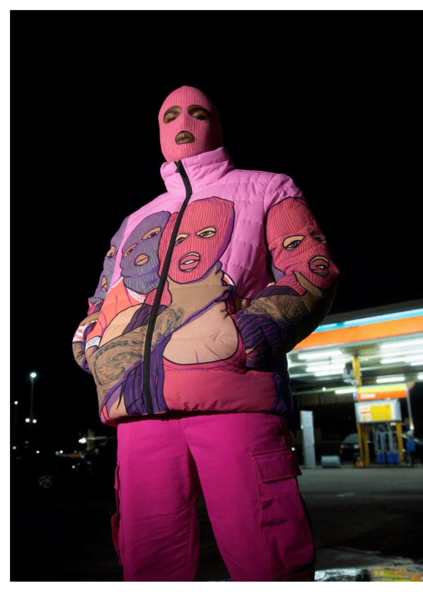 Bold Graphic Puffer Jacket, Unique Streetwear, Warm Winter Outerwear, Trendy Casual Layer, Great for Gifts, Fashion Statement