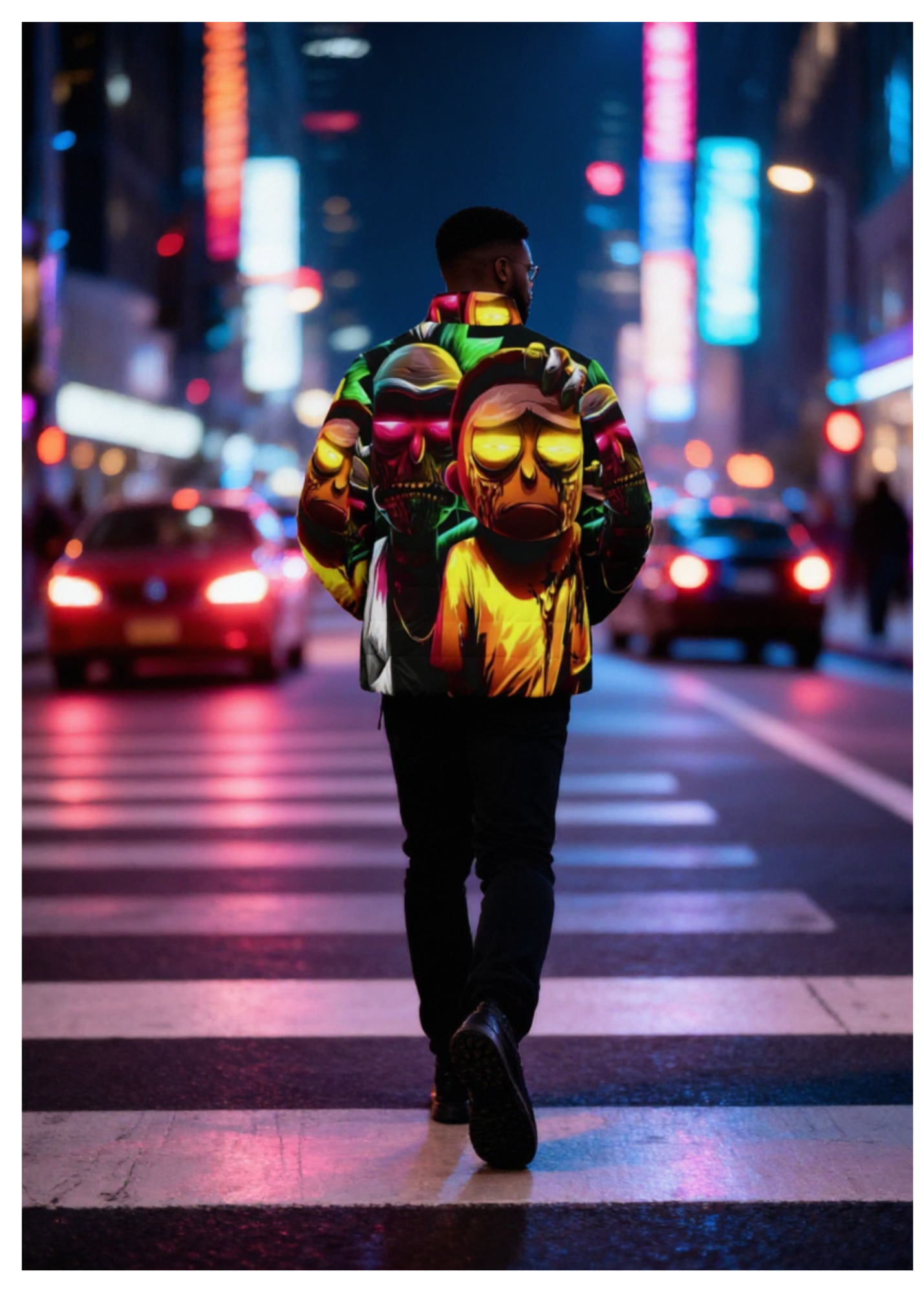 Vibrant Cartoon Puffer Jacket,Stylish Outerwear, Trendy Winter Jacket, Unique Layering Piece, Cartoon Character Apparel