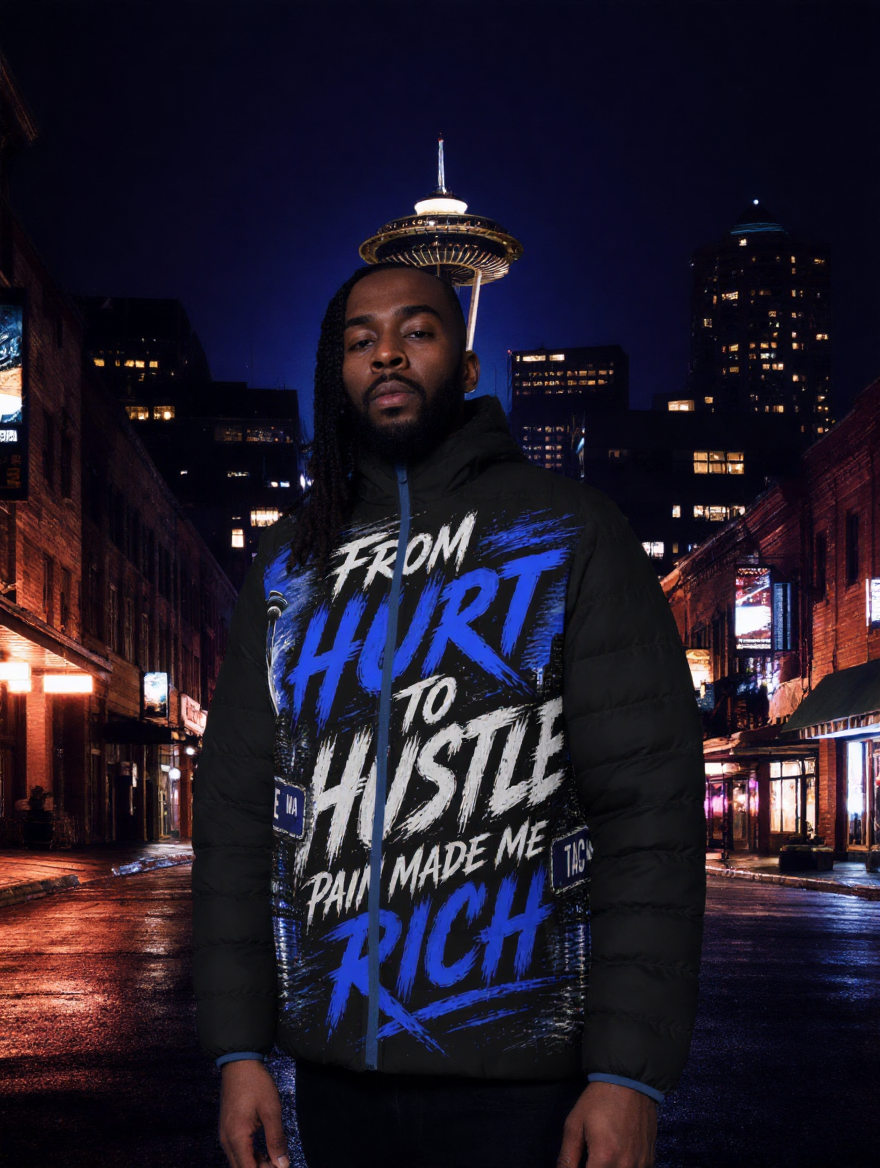 From hurt to hustle Men's Puffer Jacket