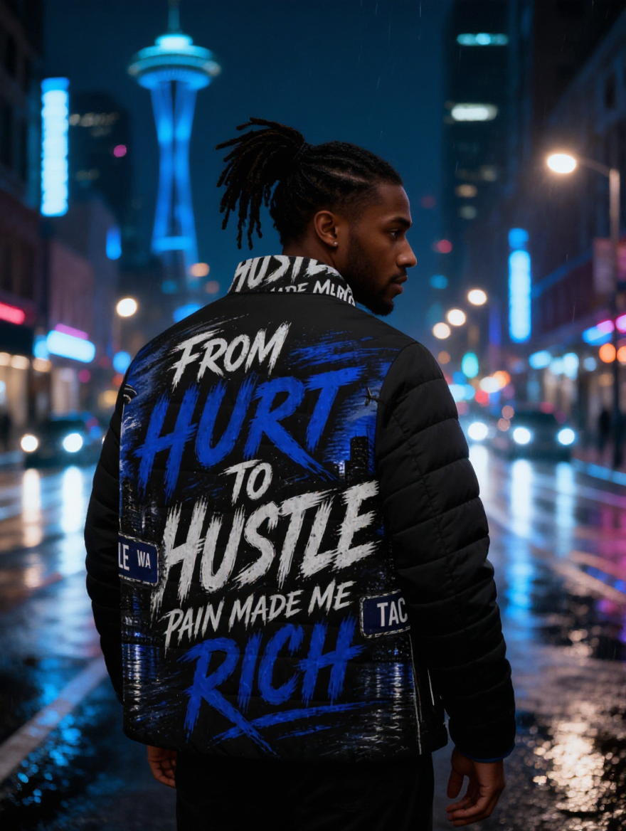 From hurt to hustle Men's Puffer Jacket