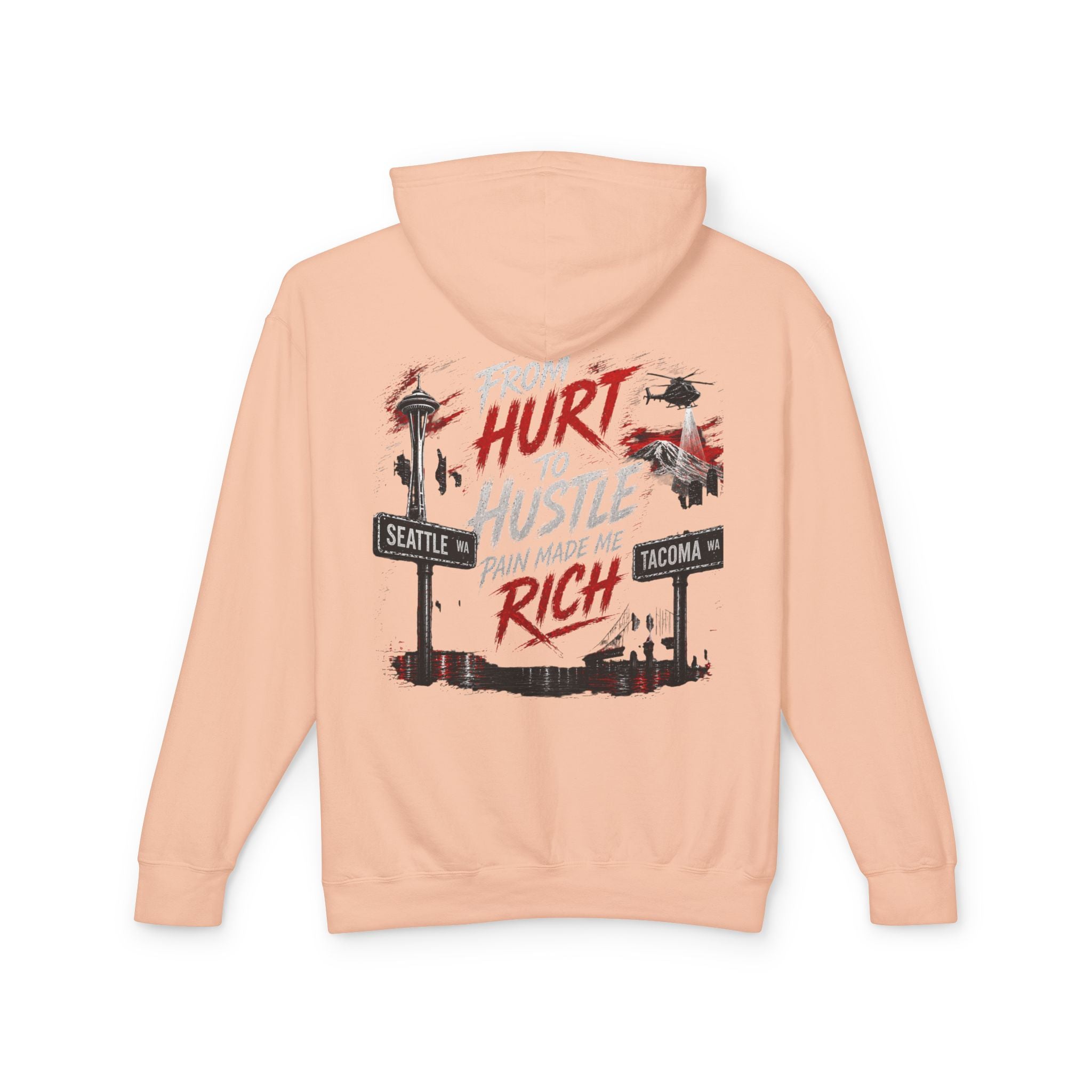 From Hurt to Hustle Hoodie – "Pain Made Me Rich" Seattle Tacoma Motivational Pullover