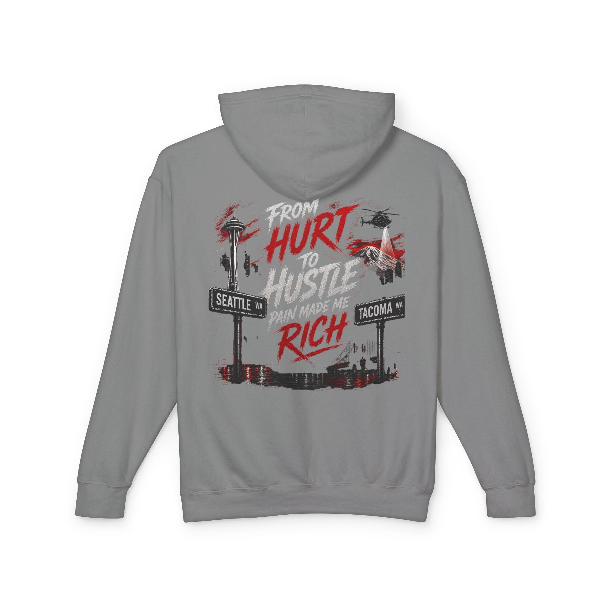 From Hurt to Hustle Hoodie – "Pain Made Me Rich" Seattle Tacoma Motivational Pullover