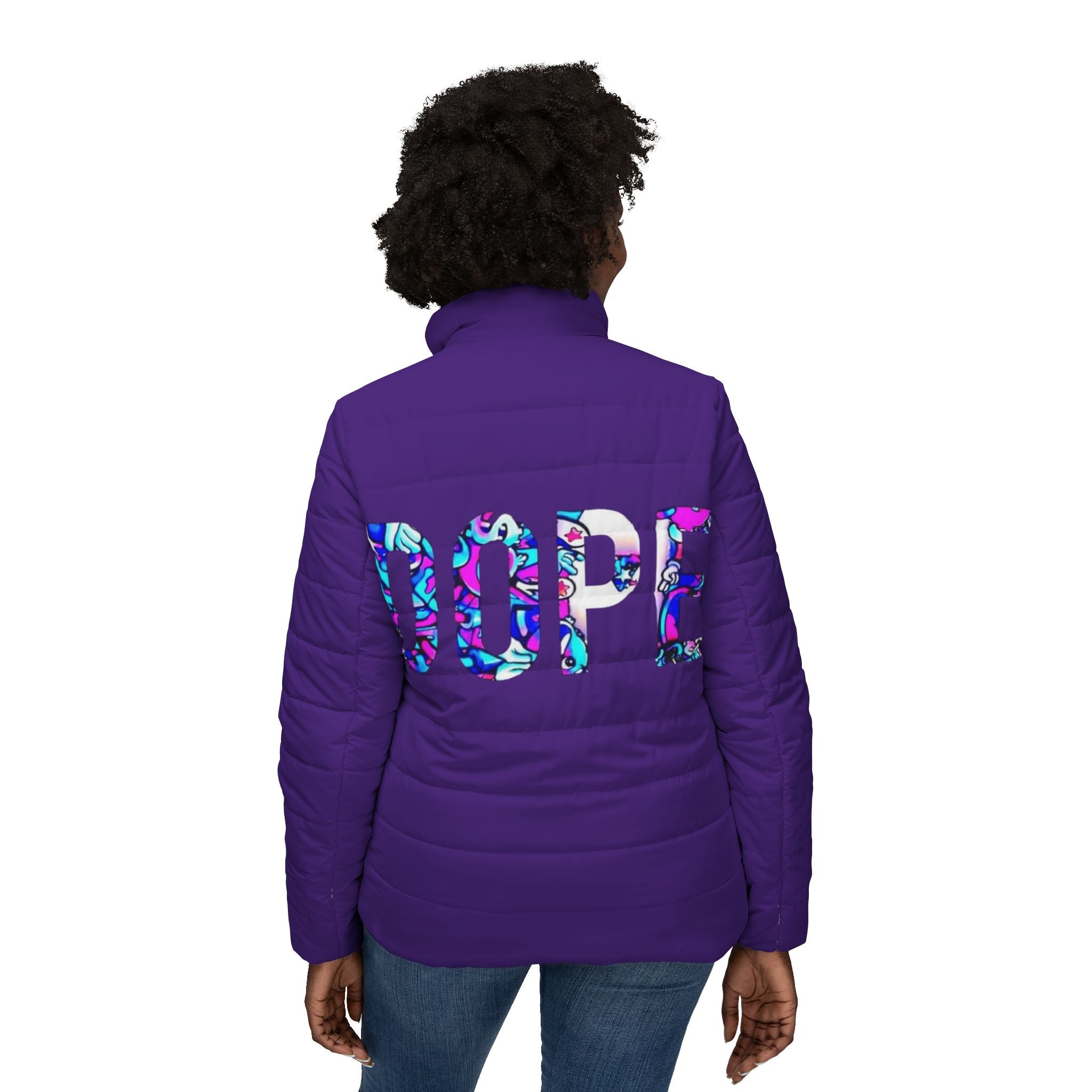 Dope Puffer Jacket, Stylish Cold Weather Wear, Fashion Outerwear, Dope Design, Perfect for Winter Activities, Gift Idea