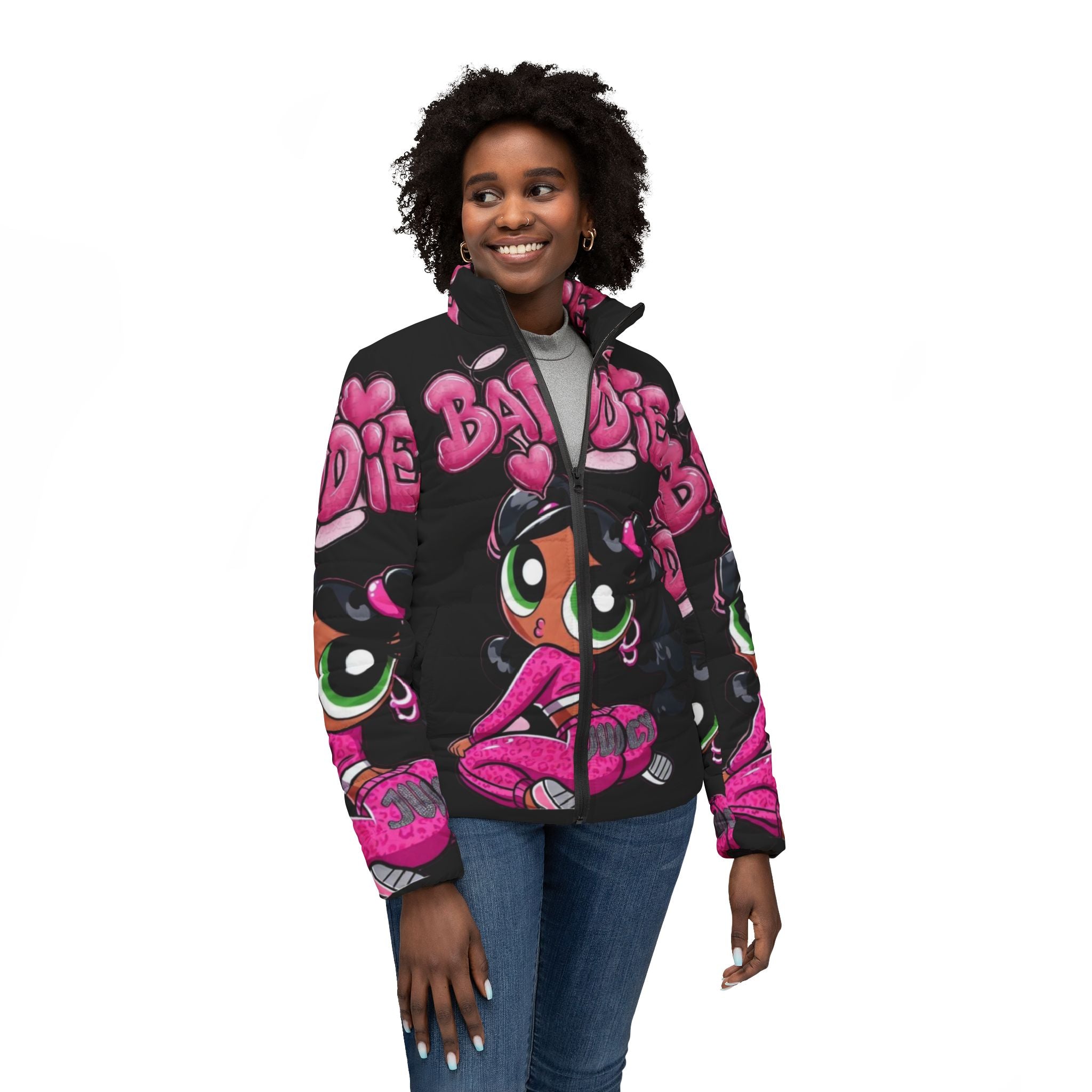 Baddie Women's Puffer Jacket, Cute Winter Coat, Trendy Outerwear, Streetwear Fashion, Stylish Jacket for Girls, Unique Gift Idea