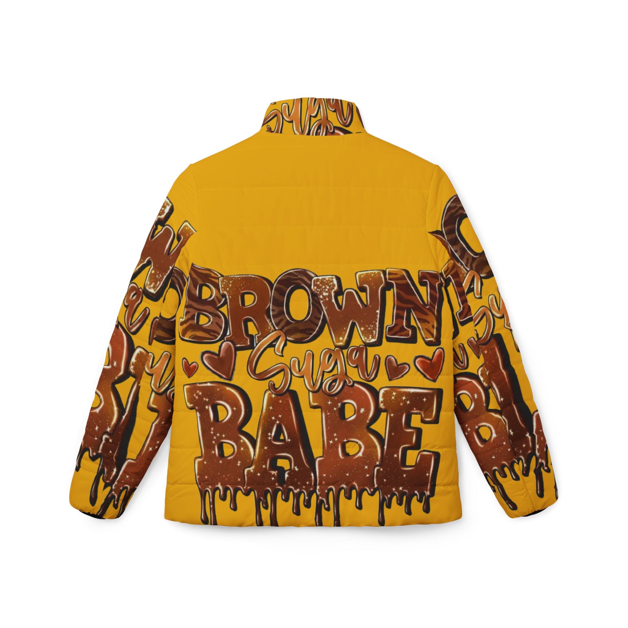 Brown Sugar Babe Graffiti Puffer Jacket, Trendy Outerwear, Urban Fashion Statement, Cozy Winter Layer, Unique Gift for Her