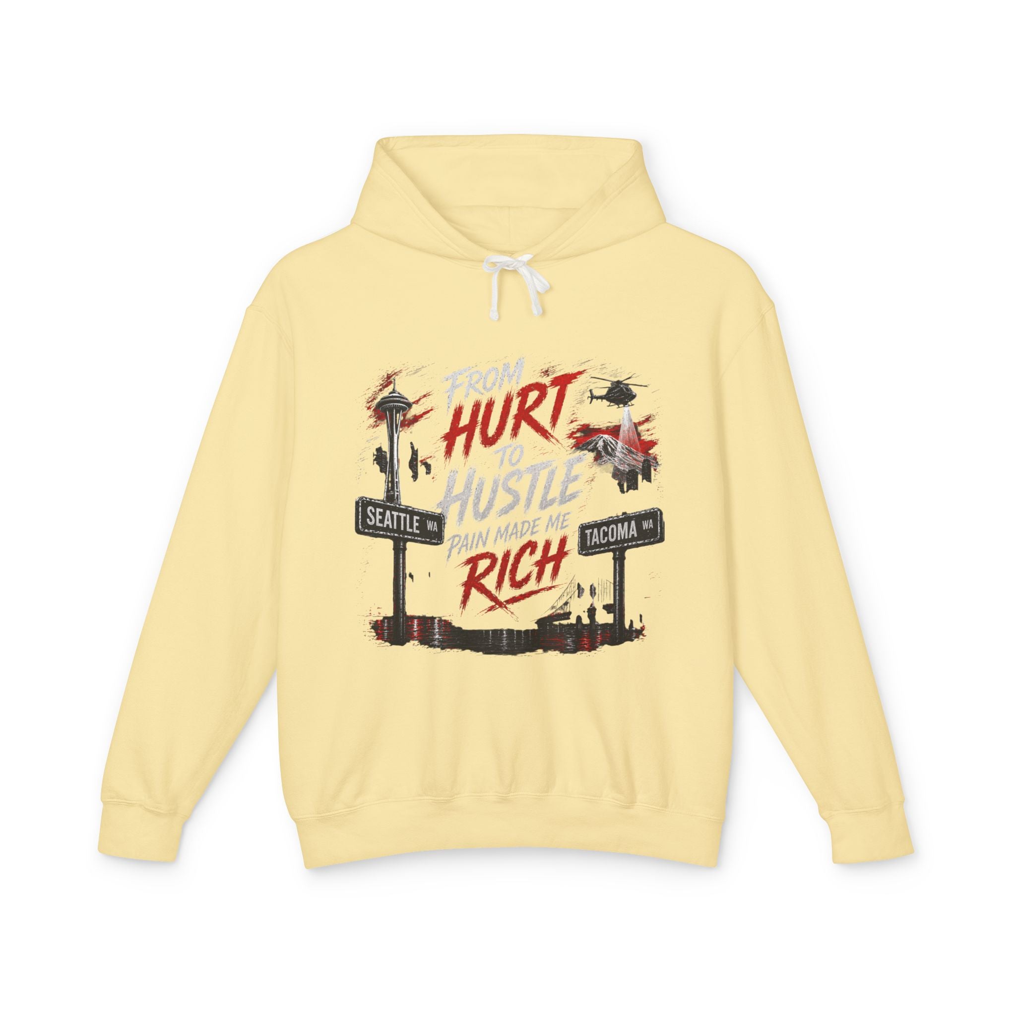 From Hurt to Hustle Hoodie – "Pain Made Me Rich" Seattle Tacoma Motivational Pullover