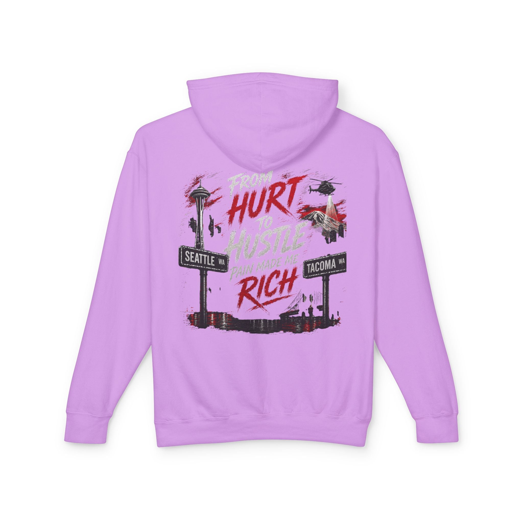 From Hurt to Hustle Hoodie – "Pain Made Me Rich" Seattle Tacoma Motivational Pullover