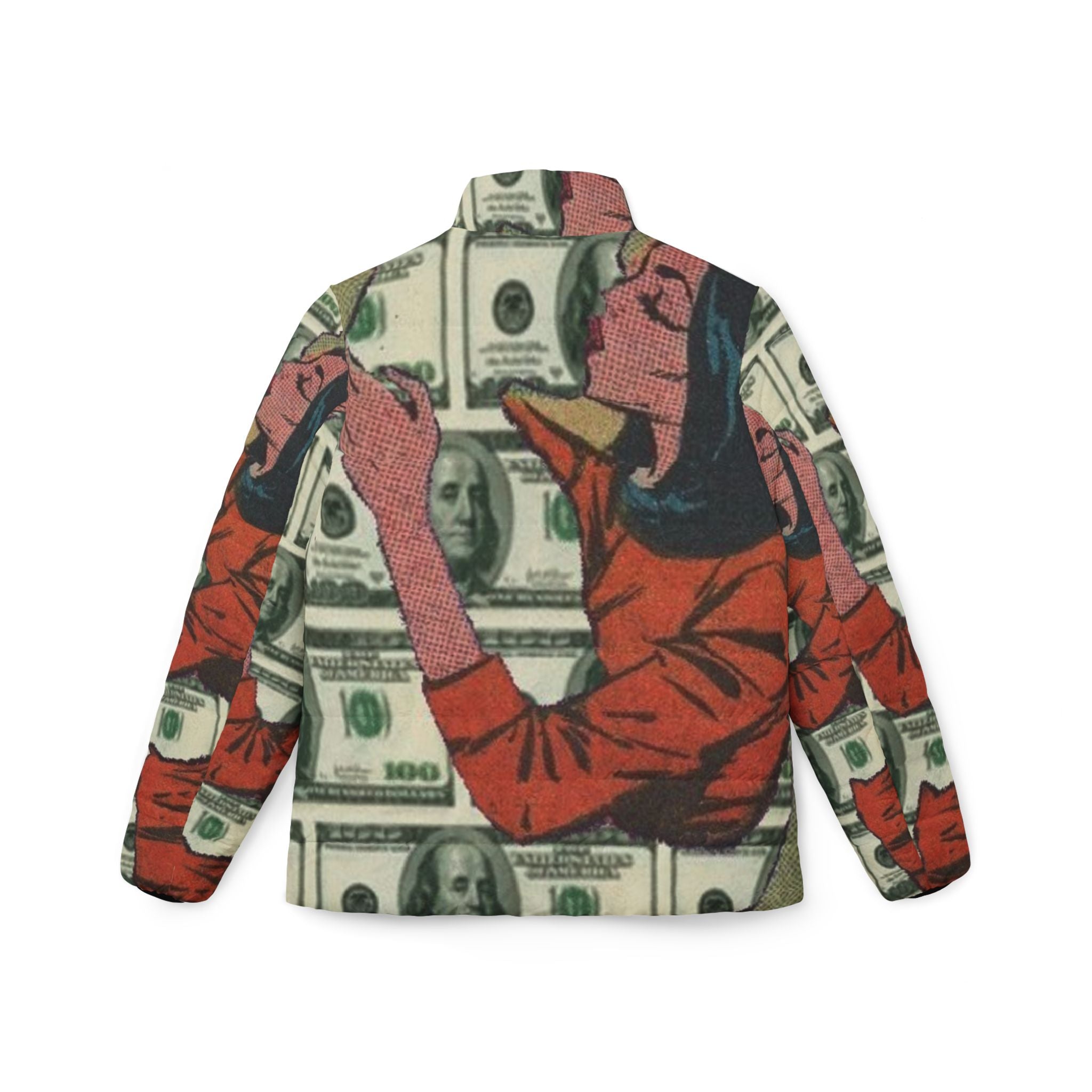 Money Vibes Puffer Jacket, Cozy Fashion, Trendy Winter Wear, Unique Street Style, Gift for Her
