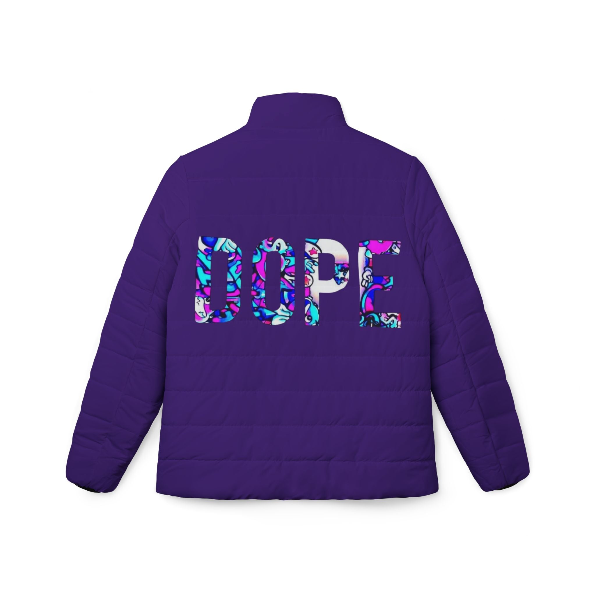 Dope Puffer Jacket, Stylish Cold Weather Wear, Fashion Outerwear, Dope Design, Perfect for Winter Activities, Gift Idea