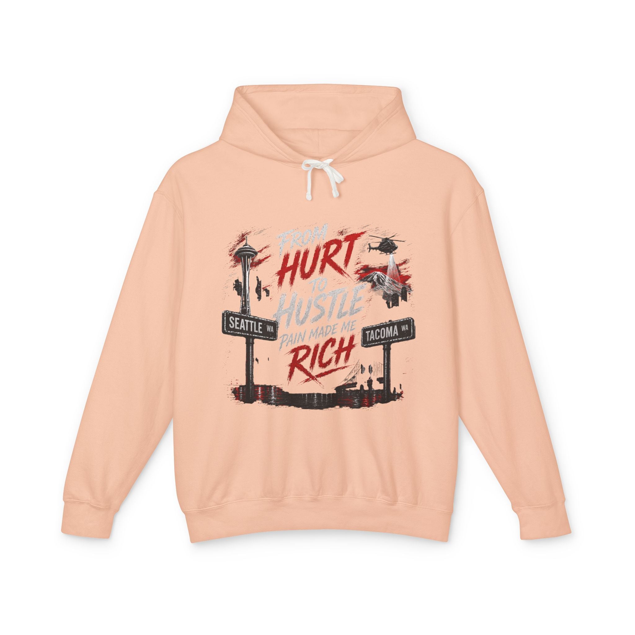 From Hurt to Hustle Hoodie – "Pain Made Me Rich" Seattle Tacoma Motivational Pullover